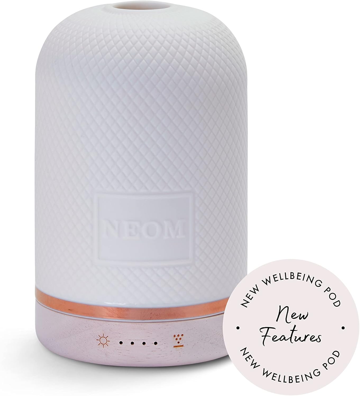 NEOM – Wellbeing Pod | Diffusore di oli essenziali ad ultrasuoni premium | Coperchio in ceramica, luce LED e timer.